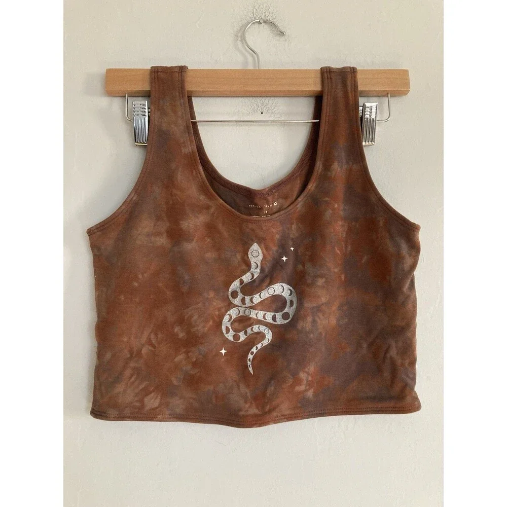 Purusha People ‘Awakening Rising’ Yoga Top 1X Snake Moon Phase RARE Crop Boho - Picture 1 of 4